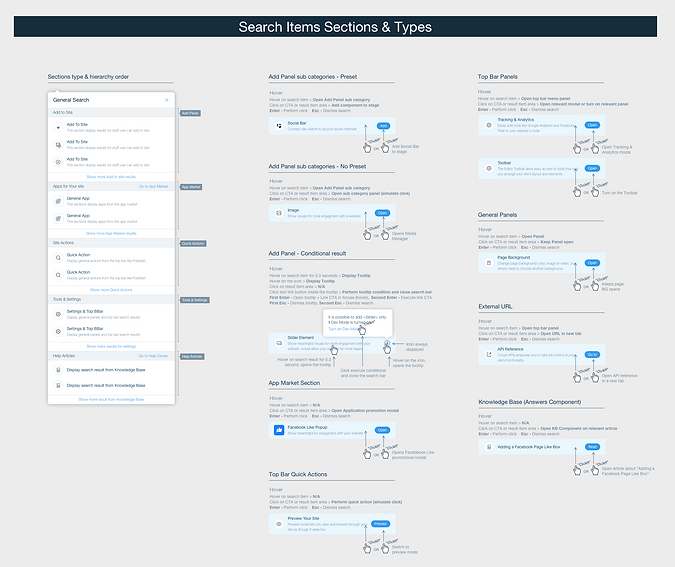 Search Items Sections and Types